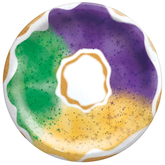 6.75&#x22; Mardi Gras King Cake Paper Dessert Paper Plates, 60ct.
